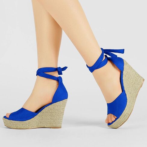 Allegra K Women's Espadrilles Tie Up Ankle Strap Wedges Sandals in Saudi Arabia