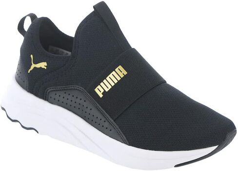 حذاء رياضي نسائي من PUMA Softride Sophia سهل الارتداء Blk/Gld 8 متوسط ​​أمريكي in Kuwait