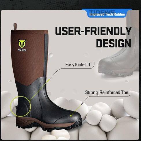 TIDEWE Rubber Neoprene Boots for Men and Women, Waterproof Rain Boot | Sturdy 6mm Neoprene Hunting Boots for Arctic Outdoor Use, Heat-Retaining Insulation Rain Boots with Reinforced Toe in Saudi Arabia