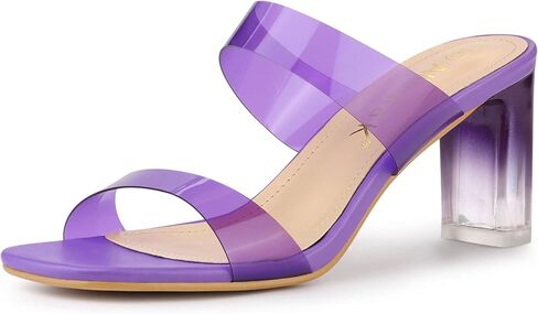 Allegra K Women's Colorful Straps Clear Heels Chunky Heel Clear Sandals in Saudi Arabia