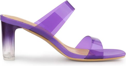 Allegra K Women's Colorful Straps Clear Heels Chunky Heel Clear Sandals in Saudi Arabia