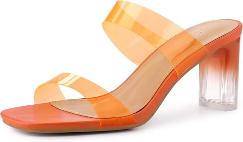 Allegra K Women's Colorful Straps Clear Heels Chunky Heel Clear Sandals in Saudi Arabia