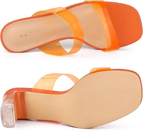 Allegra K Women's Colorful Straps Clear Heels Chunky Heel Clear Sandals in Saudi Arabia