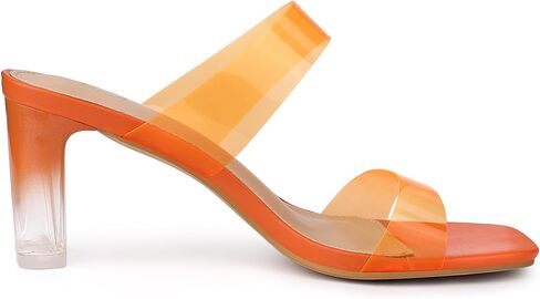 Allegra K Women's Colorful Straps Clear Heels Chunky Heel Clear Sandals in Saudi Arabia