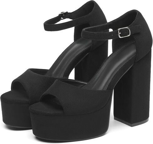 Women's Chunky Platform Heels Ankle Strap Heeled Sandals Open Toe Sexy Pumps for Wedding Party in Saudi Arabia