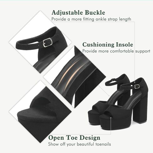 Women's Chunky Platform Heels Ankle Strap Heeled Sandals Open Toe Sexy Pumps for Wedding Party in Saudi Arabia
