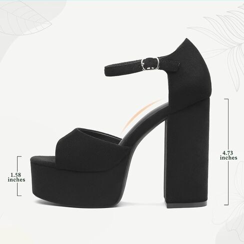Women's Chunky Platform Heels Ankle Strap Heeled Sandals Open Toe Sexy Pumps for Wedding Party in Saudi Arabia