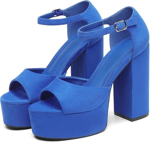 Women's Chunky Platform Heels Ankle Strap Heeled Sandals Open Toe Sexy Pumps for Wedding Party in Saudi Arabia