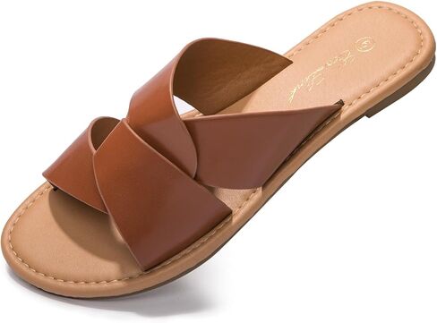 Women's Flat Sandals Cross Strappy Slide Sandal Open Toe Crosscriss Strap Slip-on H Band Flat Sandal Casual Dressy Summer Sandals in Saudi Arabia