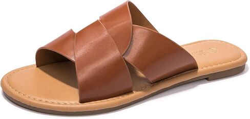 Women's Flat Sandals Cross Strappy Slide Sandal Open Toe Crosscriss Strap Slip-on H Band Flat Sandal Casual Dressy Summer Sandals in Saudi Arabia