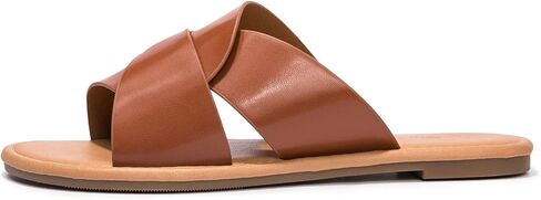 Women's Flat Sandals Cross Strappy Slide Sandal Open Toe Crosscriss Strap Slip-on H Band Flat Sandal Casual Dressy Summer Sandals in Saudi Arabia