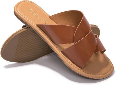 Women's Flat Sandals Cross Strappy Slide Sandal Open Toe Crosscriss Strap Slip-on H Band Flat Sandal Casual Dressy Summer Sandals in Saudi Arabia