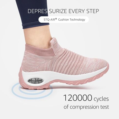 HKR Women Slip On Walking Shoes Mesh Upper Cushioned Sock Sneakers Lightweight Comfortable Walking Sneakers with Arch Support Mix Dark Pink Size 9.5 in Saudi Arabia