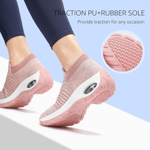 HKR Women Slip On Walking Shoes Mesh Upper Cushioned Sock Sneakers Lightweight Comfortable Walking Sneakers with Arch Support Mix Dark Pink Size 9.5 in Saudi Arabia