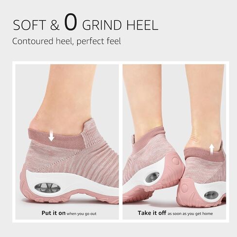 HKR Women Slip On Walking Shoes Mesh Upper Cushioned Sock Sneakers Lightweight Comfortable Walking Sneakers with Arch Support Mix Dark Pink Size 9.5 in Saudi Arabia