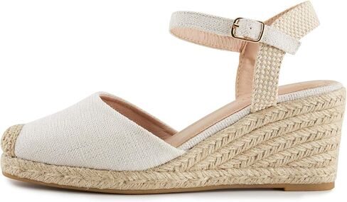 Alexis Leroy Women’s Embroidered Closed Toe Buckle Strap Espadrilles Wedge Sandals in Saudi Arabia