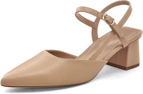 Coutgo Women's Slingback Chunky Low Heels Closed Pointed Toe Heel Wedding Party Dress Pumps Shoes in Saudi Arabia