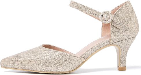 Women's Closed Pointed Toe Heels Ankle Strap D'orsay Kitten Heel Dressy Pumps in Kuwait