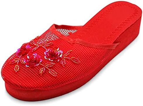 LAVRA Women's Chinese Sequin Mesh Floral Slipper Platform Sandals in Saudi Arabia