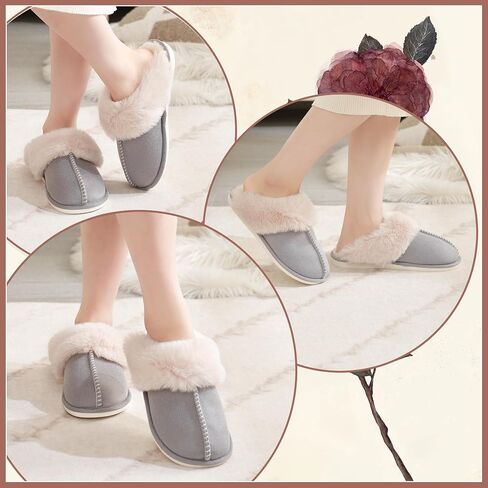 SNOWDROP Women's Slippers,Memory Foam Non-Slip Soft Warm And Cozy Fluffy Fuzzy Faux Fur Slippers,Indoor Outdoor House Slippers in Saudi Arabia