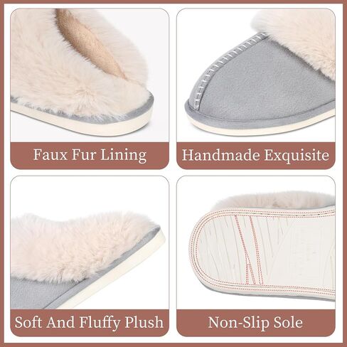 SNOWDROP Women's Slippers,Memory Foam Non-Slip Soft Warm And Cozy Fluffy Fuzzy Faux Fur Slippers,Indoor Outdoor House Slippers in Saudi Arabia