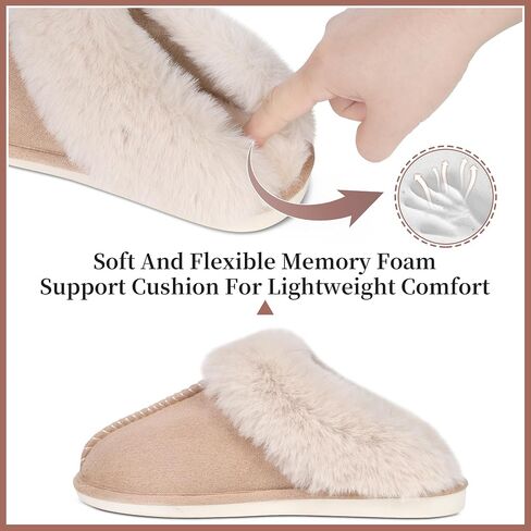 SNOWDROP Women's Slippers,Memory Foam Non-Slip Soft Warm And Cozy Fluffy Fuzzy Faux Fur Slippers,Indoor Outdoor House Slippers in Saudi Arabia