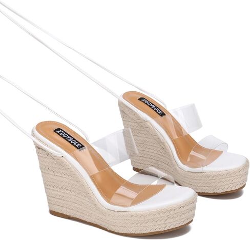Womens Lace Up Espadrille Wedge Sandals Tie Up Strappy Platform Heels with Clear Straps Open Toe High Heel Wrap Sandals for Women Dressy in Saudi Arabia