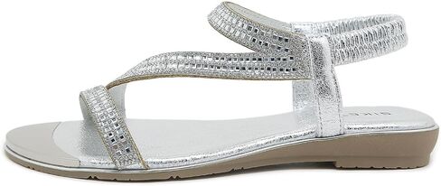 Meeshine Women's Rhinestone Flat Sandals Open Toe Comfortable Dressy Summer Ankle Casual Wedding Party Beach Sandals in Saudi Arabia