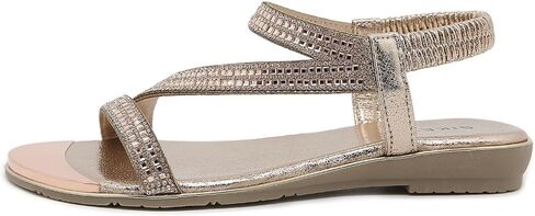 Meeshine Women's Rhinestone Flat Sandals Open Toe Comfortable Dressy Summer Ankle Casual Wedding Party Beach Sandals in Saudi Arabia