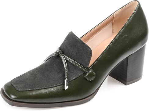 Journee Collection Womens Crawford Loafer Style Pumps with Square Toe and Bow Accent in Saudi Arabia