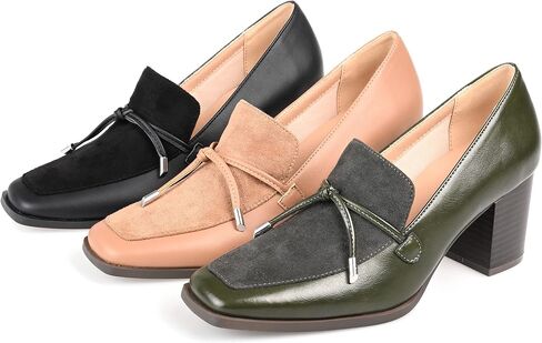 Journee Collection Womens Crawford Loafer Style Pumps with Square Toe and Bow Accent in Saudi Arabia