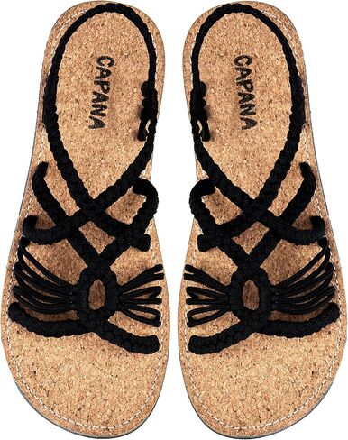 Capana Woven Women's Flat Sandals - Strappy Braided, Beach Sandals for Women Dressy Summer, Rope Bohemian Sandals, Spring Casual Womens Shoes, Comfy Boho Flats for Teen Girls – Relax (2nd Version) in Saudi Arabia