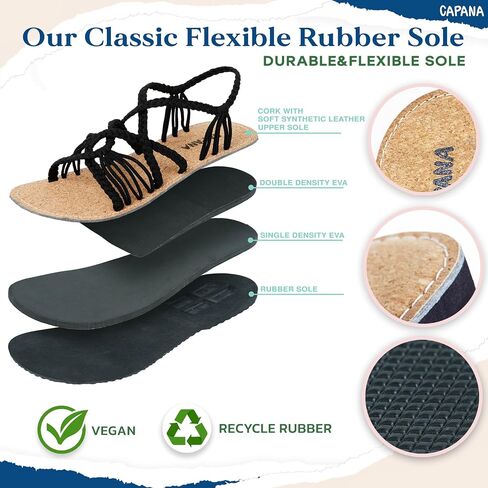 Capana Woven Women's Flat Sandals - Strappy Braided, Beach Sandals for Women Dressy Summer, Rope Bohemian Sandals, Spring Casual Womens Shoes, Comfy Boho Flats for Teen Girls – Relax (2nd Version) in Saudi Arabia