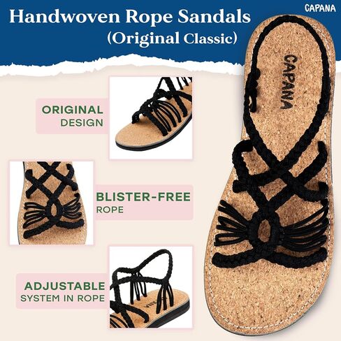 Capana Woven Women's Flat Sandals - Strappy Braided, Beach Sandals for Women Dressy Summer, Rope Bohemian Sandals, Spring Casual Womens Shoes, Comfy Boho Flats for Teen Girls – Relax (2nd Version) in Saudi Arabia