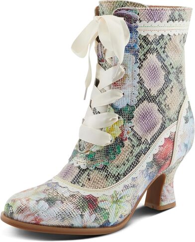 Spring Step L'Artiste Women's BEWITCH-PYTHON Metallic Animal Print Boots - Satin Ribbon Lace, Inside Zipper, Salsa Heel in Saudi Arabia