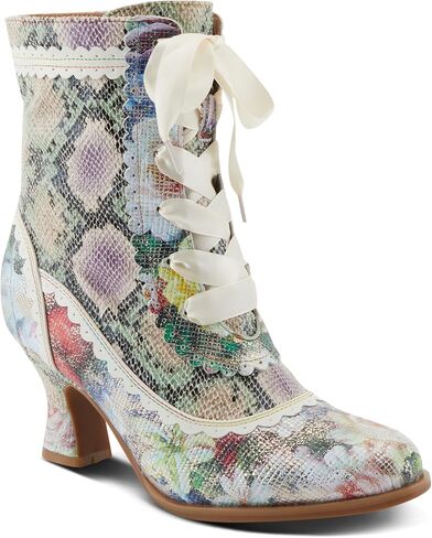 Spring Step L'Artiste Women's BEWITCH-PYTHON Metallic Animal Print Boots - Satin Ribbon Lace, Inside Zipper, Salsa Heel in Saudi Arabia