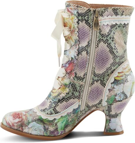 Spring Step L'Artiste Women's BEWITCH-PYTHON Metallic Animal Print Boots - Satin Ribbon Lace, Inside Zipper, Salsa Heel in Saudi Arabia