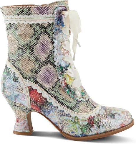 Spring Step L'Artiste Women's BEWITCH-PYTHON Metallic Animal Print Boots - Satin Ribbon Lace, Inside Zipper, Salsa Heel in Saudi Arabia