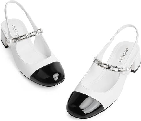 Modatope Slingback Heels for Women Round Cap Toe Heels Womens Pumps Casual Wedding Formal Dress Shoes in Saudi Arabia