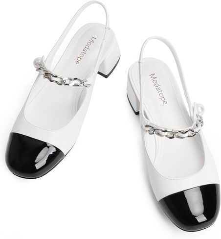Modatope Slingback Heels for Women Round Cap Toe Heels Womens Pumps Casual Wedding Formal Dress Shoes in Saudi Arabia