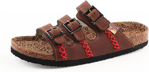 TMA EYES Womens Flat Slide Sandals with Arch Support Strap Adjustable Buckle Non Slip Rubber Sole in Saudi Arabia