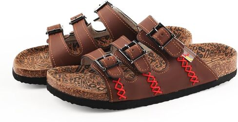 TMA EYES Womens Flat Slide Sandals with Arch Support Strap Adjustable Buckle Non Slip Rubber Sole in Saudi Arabia