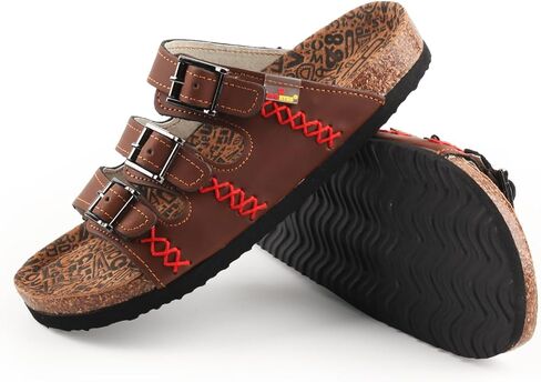 TMA EYES Womens Flat Slide Sandals with Arch Support Strap Adjustable Buckle Non Slip Rubber Sole in Saudi Arabia
