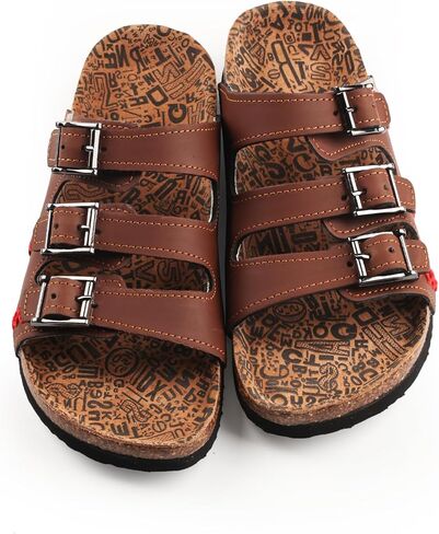 TMA EYES Womens Flat Slide Sandals with Arch Support Strap Adjustable Buckle Non Slip Rubber Sole in Saudi Arabia