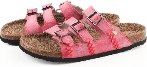 TMA EYES Womens Flat Slide Sandals with Arch Support Strap Adjustable Buckle Non Slip Rubber Sole in Saudi Arabia