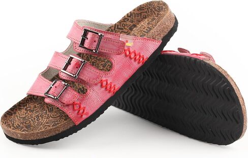 TMA EYES Womens Flat Slide Sandals with Arch Support Strap Adjustable Buckle Non Slip Rubber Sole in Saudi Arabia