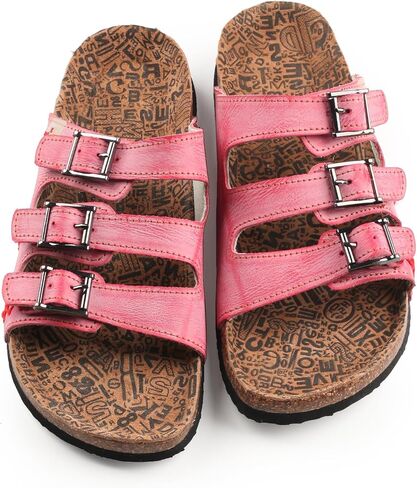 TMA EYES Womens Flat Slide Sandals with Arch Support Strap Adjustable Buckle Non Slip Rubber Sole in Saudi Arabia