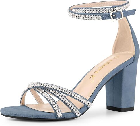 Allegra K Women's Rhinestones Strappy Chunky Heel Sandals in Saudi Arabia