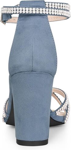 Allegra K Women's Rhinestones Strappy Chunky Heel Sandals in Saudi Arabia