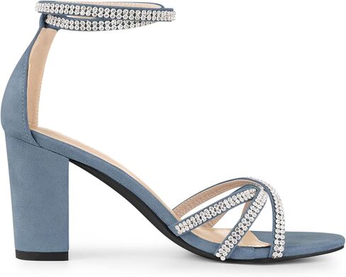 Allegra K Women's Rhinestones Strappy Chunky Heel Sandals in Saudi Arabia